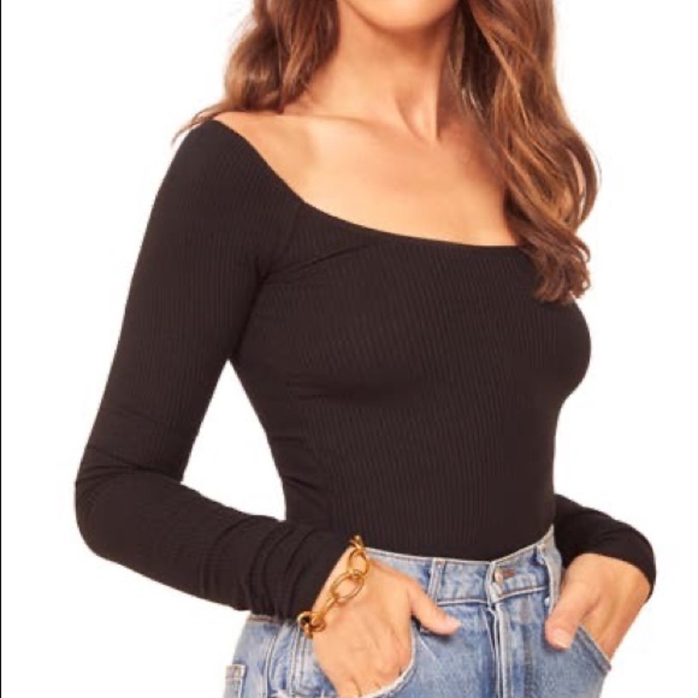 Reformation Nala ribbed off-the-shoulder top